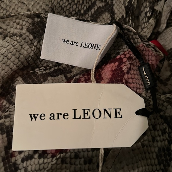 We are LEONE Gorgeous NEW Wrap in Red with animal print, 100% Silk. NWT - Picture 6 of 10